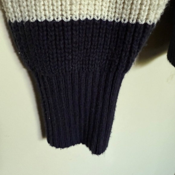 Levi's Eve Bold Block Stripe Sweater Navy Cream Size Medium Preppy - Picture 6 of 10